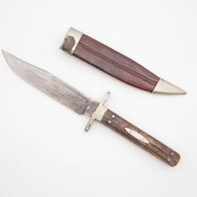 J. Rodgers & Sons Stag Bowie Knife & Leather Sheath