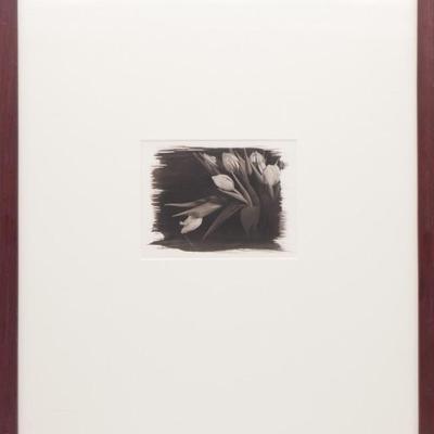Framed Black and White Artwork of Flowers