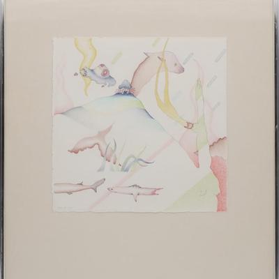 Ink and Colored Pencil Artwork of an Underwater Scene, by "Hunt" c.1975
