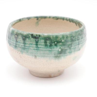 Green/Tan Glazed Earthenware Bowl