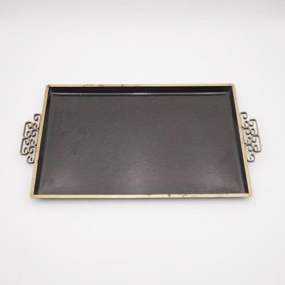 Vintage 1950s Moire Glaze Kyes Handmade Metal Tray w/Scroll Handles