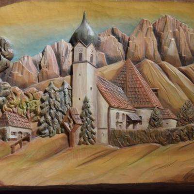 Hand Carved & Painted 3D Wooden Wall Art