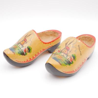 Hand-Carved and Painted Souvenir Wooden Clogs from Holland
