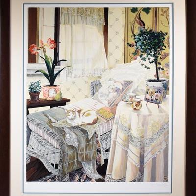 "Creature Comforts" By Susan Rios Fine Art Serigraph in Frame #3/10