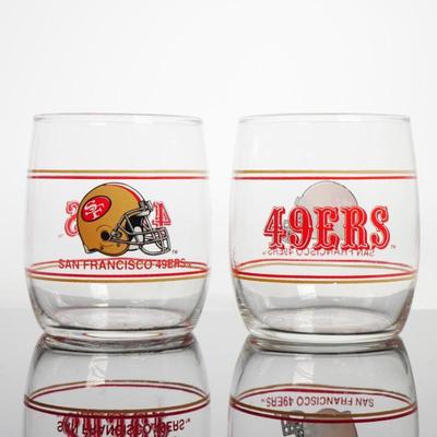 Pair of Glass San Francisco 49ers Commemorative Whisky Tumblers