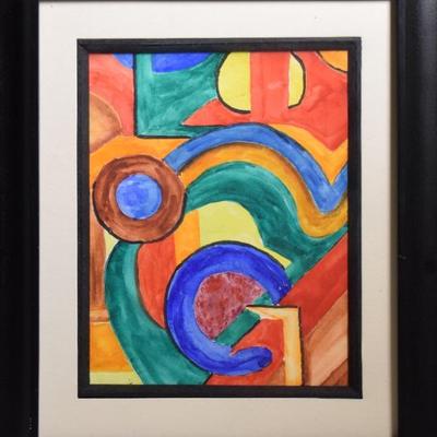 Colorful Abstract Watercolor Painting in Frame #3