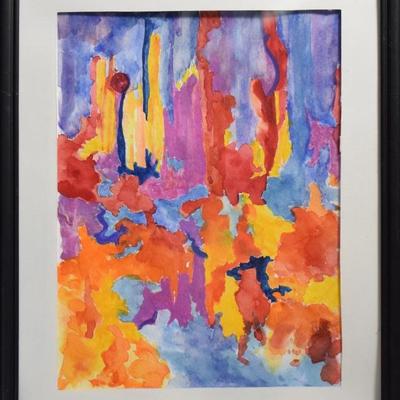 Framed Original Abstract Watercolor Painting