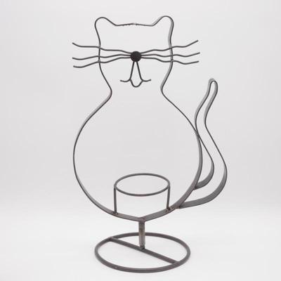 Large Wrought Iron Cat Pedestal Plant Stand