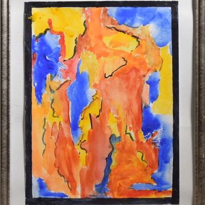 Colorful Abstract Watercolor Painting in Frame #1