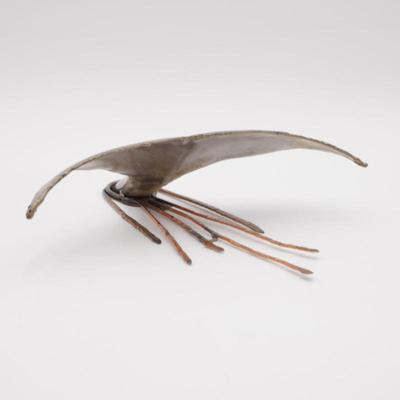 Artisan Cast Metal Whale Tail Sculpture, Artist Unknown