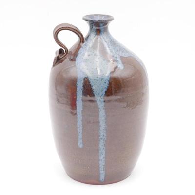 Stoneware Pottery Jug w/Blue Drip Glaze