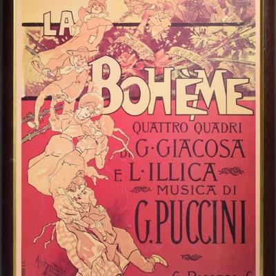 Puccini's "La Boheme" Reproduction Poster in Frame by Prints Plus