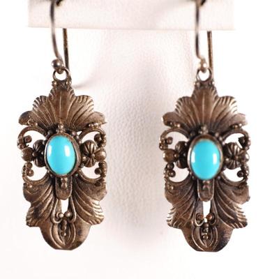 925 Sterling Silver & Turquoise Dangle Earrings
