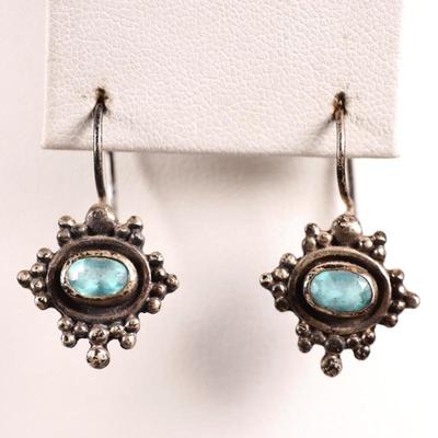925 Sterling Silver & Aquamarine Earrings