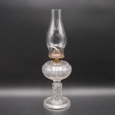 Vintage Glass Oil Lamp with Swirling Glass Base