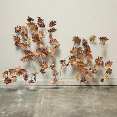 Large Metal Oak Leaf Wall Sculpture Curtis Jere Style
