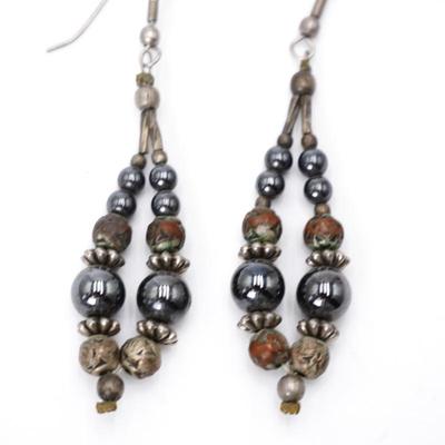 Beaded Double Stranded Dangle Earrings