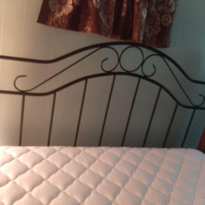 Queen Iron and wood queen bedframe $195