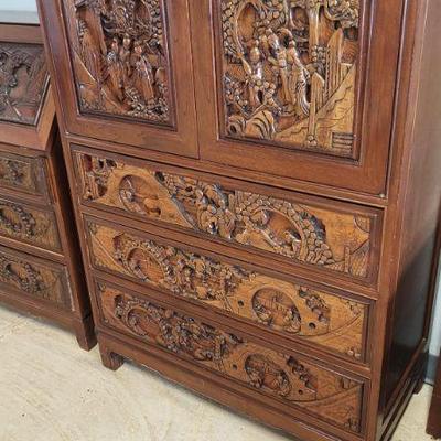 Carved wood Asain dresser