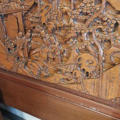 Wooden carved Asian headboard