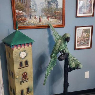 Original oil and metal parrots