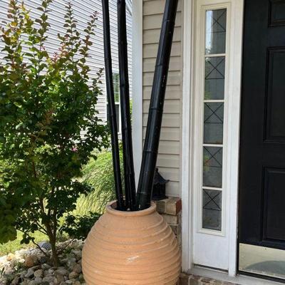 bamboo stalks poles decor black outdoor