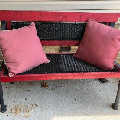 black and red bench outdoor