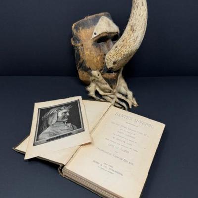 Horned Demonic Mask + Rev. Henry Francis Cary's Dante's Inferno	