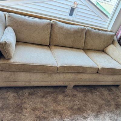 Cream-Hued 3-Seat Sofa In Mid-Century Modern Style - See Notes	