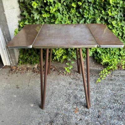 Retro Small Formica & Chrome Drop Leaf Table	