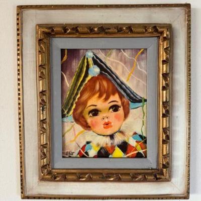 1960's Harlequin Girl French Clown Print By Nico	