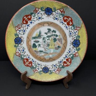 Polychrome Porcelain Plate w/ Imari-Style Floral Design	