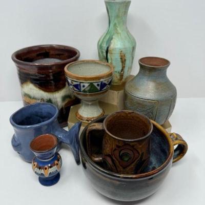 Vintage Pottery Collection: Vases & Bowls (Including Signed Pieces)	