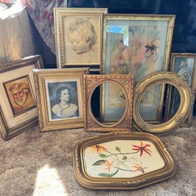 Collection Of Vintage & Antique Gold Frames, Including Artwork	