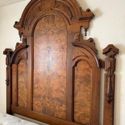 Carved Antique Victorian Renaissance Style Bed Frame	