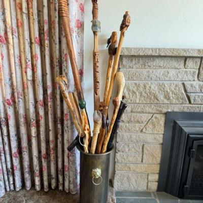 ﻿Wacky Walking Wonders: Unique Walking Sticks w/ Gemstone & Carved Toppers	