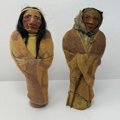 Old Quinault Bark Native American Dolls 	
