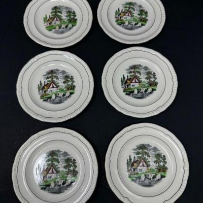 Vintage Spode Copeland Porcelain Plates (6) - Country Scene	