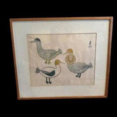 Birds Of Delight, 1961 - Mid-Century Inuit Stencil Print By Mary Pitseolak	