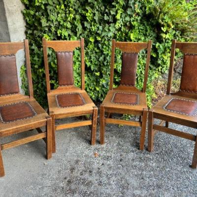 Set of 4: Charles Limbert Inspired Leather Accent Chairs	