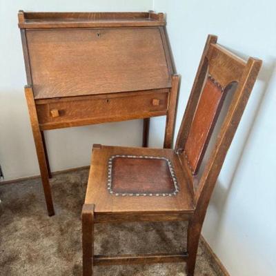 Charles Limbert Inspired Chair & Antique Secretary Desk	