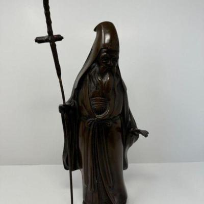Vintage Bronze Su Wu Figure: Handcrafted in Japanese Style	