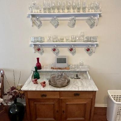 Antique Marble Top Dry Sink Washbasin Commode