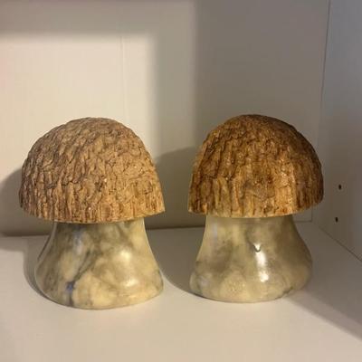 Vintage Alabaster Mushroom Book Ends