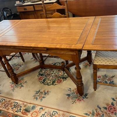 Antique German Dining Room Table with 6 Chairs