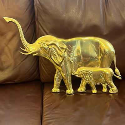 Vintage Brass Elephant Wall Hanging