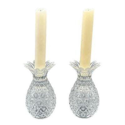 Lot 121  
Vintage Hard Cut Pineapple Shaped Candlestick Holders (2ct)