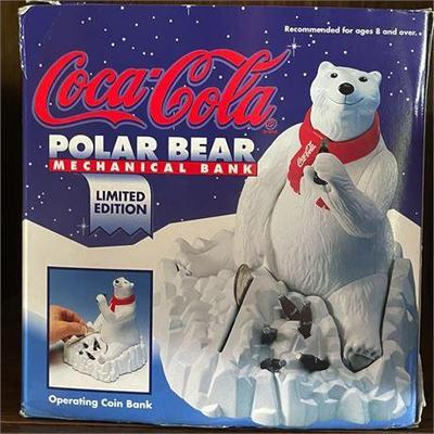 Lot 438   
Coca Cola Polar Bear Ertl Mechanical Bank 1995 LTD Ed.