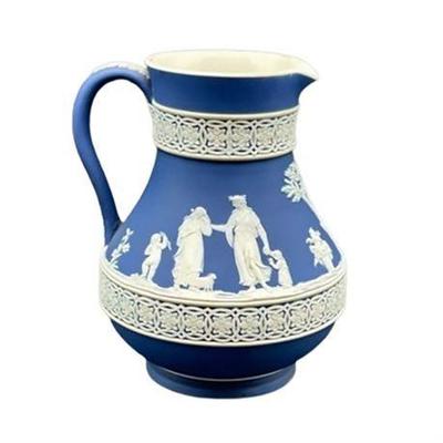 Lot 053   
Antique Wedgwood Jasperware Grecian Decorated Pitcher