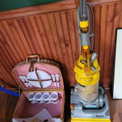dyson vacuum, picnic basket